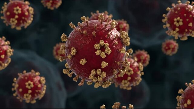 3D Microscopi Nipah Virus (NiV) Henipavirus Particles and Zoonotic Pathogens pandemic epidemic