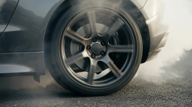 High-Performance Motorsports Drifting and Intense Race Car Driver Focus