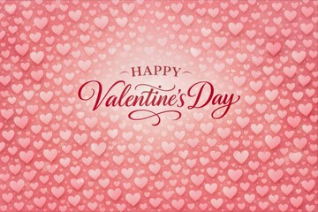 The romantic Valentines Day background filled with countless small pink heart and red text Happy Valentines Day.