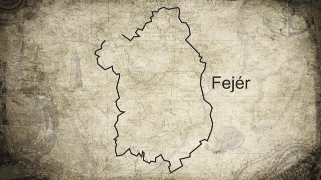 Fejer map drawn on a cartography background sheet of paper
