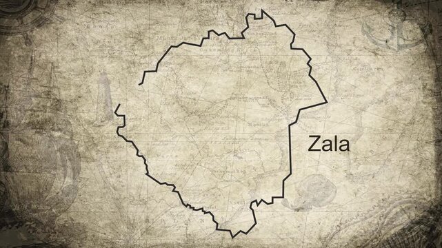 Zala map drawn on a cartography background sheet of paper