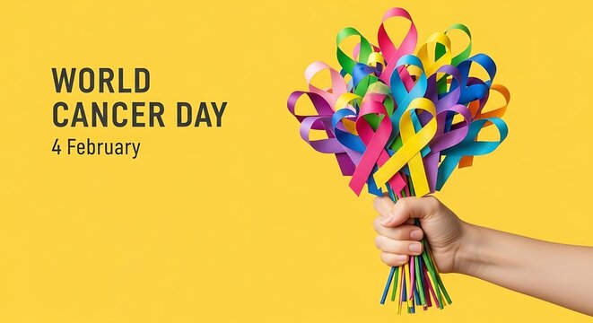 Celebrating world cancer day on 4 february with a bouquet of awareness ribbons