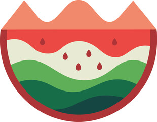 Minimalist flat design illustration of a watermelon slice with abstract layers