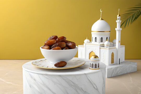 Ramadan Dates Bowl, Iftar Dates Mosque, Medjool Dates Ramadan Decor, Dates Islamic Miniature, Sweet Dates Mosque Model
