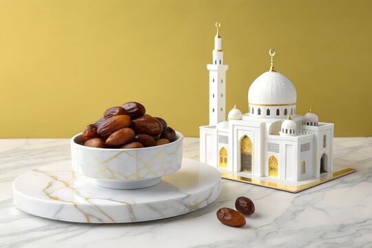 Ramadan Dates Bowl, Iftar Dates Mosque, Medjool Dates Ramadan Decor, Dates Islamic Miniature, Sweet Dates Mosque Model