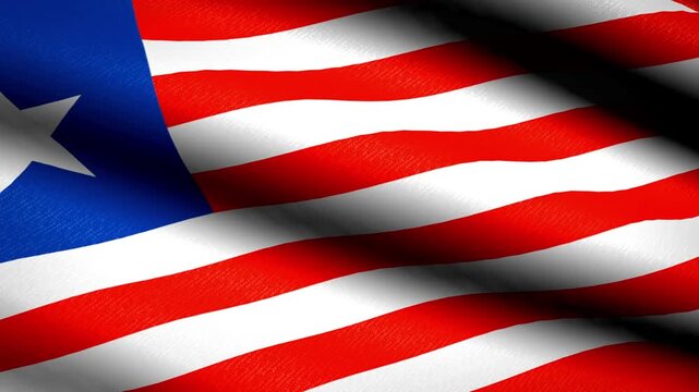 Liberian National Flag Waving Proudly in the Wind Representing Patriotism and National Identity