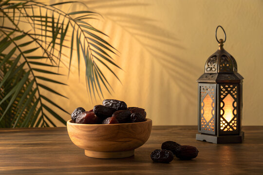 Ramadan Dates Bowl, Medjool Dates Lantern, Moroccan Dates Photography, Iftar Dates Aesthetic, Organic Dates Wooden Bowl