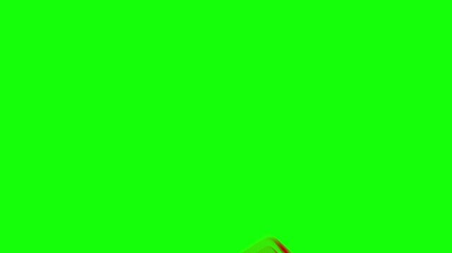 Modern red rectangular paid stamp on green screen