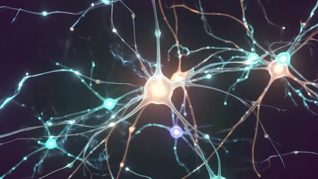 Active Human Brain Neuron Firing Electrical Impulses Synapse Network 3D Medical Animation Loop