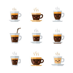 Obraz premium Smiling coffee cups in a cheerful set.