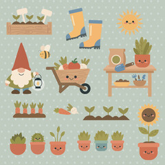 Cute Gardening Themed Illustration Kit