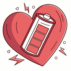 Low Battery Love Heart Concept