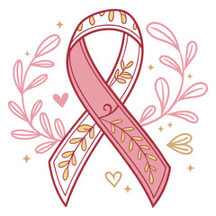 Awareness Ribbon with Heart Elements