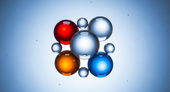 Colorful oil bubbles with transparent background