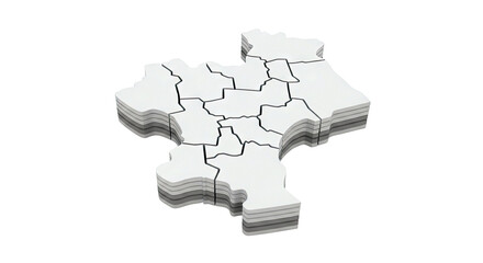 Fototapeta premium 3D Map of French Departments with Borders