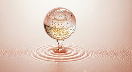 Liquid drop with golden particles