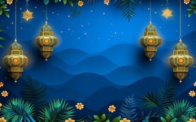 Ornate lanterns hanging in a tropical night