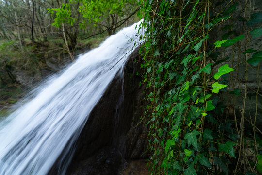 Waterfalls of the Hijuela River in Irus, in the Mena Valley. Merindades region. Burgos. Castile and Le&oacute;n. Spain. Europe