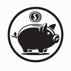 Piggy Bank Logo Icon Graphic Vector Design illustration on White Background