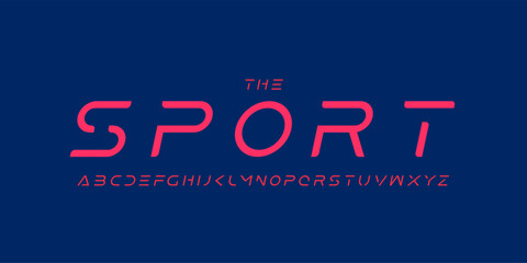 Minimal sport space alphabet with sleek sharp letters and cosmic glow. Modern sci-fi font for gym branding, race posters, racing logo and headline. Vector typeset.