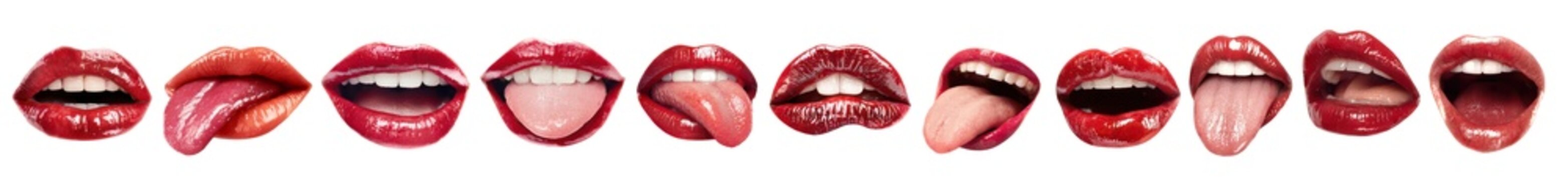 Quirky red lips and mouths collection featuring shouting and expressive facial elements