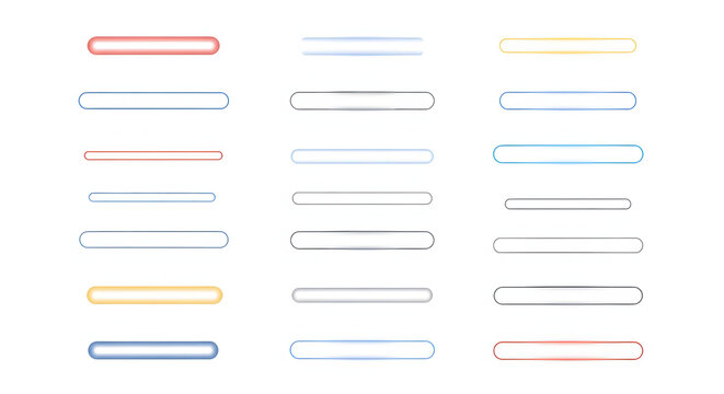 Modern vector UI elements collection diverse rounded input fields and button outlines in various colors for contemporary interface design and web development