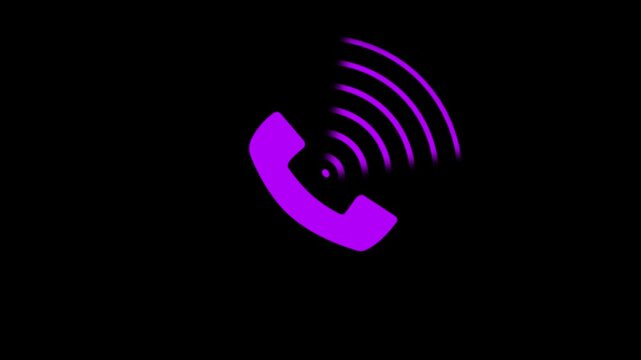 Purple color Incoming calling icon animation. Smart phone call ring icon animation. Phone ring sign  phone call icon.  loop video for mobile notifications and communication themes. 4k video animation