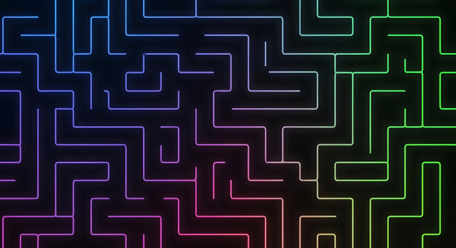Rainbow glowing maze pattern abstract