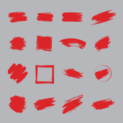 set of red paint strokes