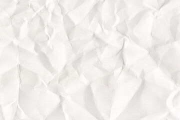 White Crumpled Paper sheet Texture. High-resolution Wrinkled paper Background with realistic folds and shadows