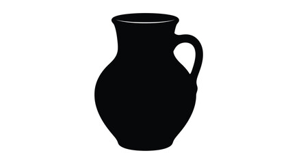 Simple black silhouette of a classic ceramic pitcher with a handle