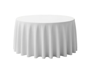 White round tablecloth draped elegantly isolated on transparent background