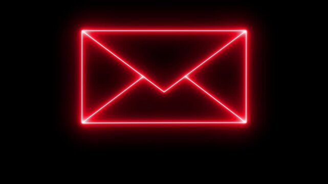 Email Notification Icon Animation with Glowing Light and Message Notification Symbol with Light Effect.4k video
