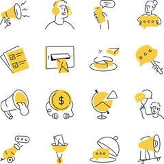 Collection of Communication Doodle Style Illustrations 
