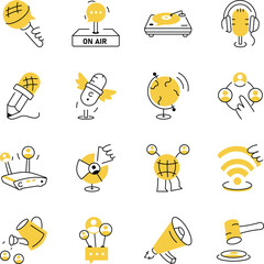 Collection of Communication Doodle Style Illustrations 
