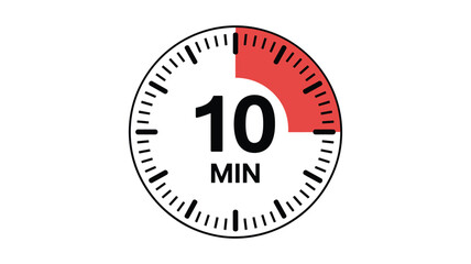 Keywords: Black and red ten minute timer with white background clock