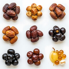Obraz premium Close-up of different date varieties showcasing their unique textures and colors