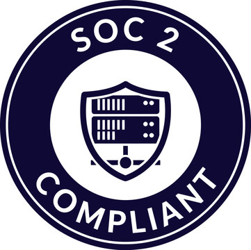 SOC 2 Compliant Badge Icon for Data Security Certification and IT Compliance Assurance