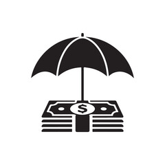 Insurance coverage financial protection umbrella silhouette icon