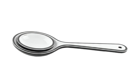 Set of nested measuring spoons with white bowls and black handles