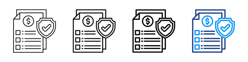 Insurance Policy Icon Different Style Outline Collection Set.
