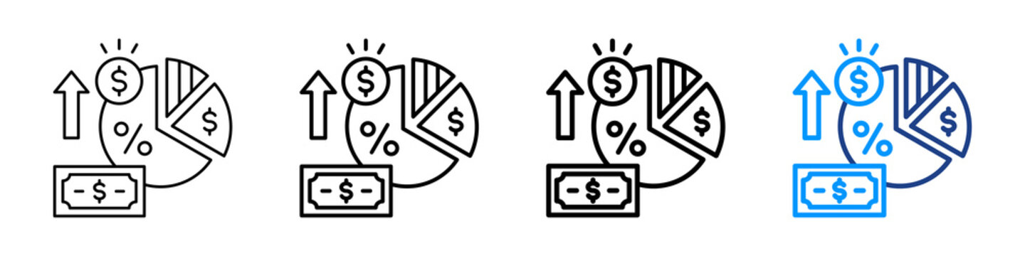 Profit Margin Icon Different Style Outline Collection Set.