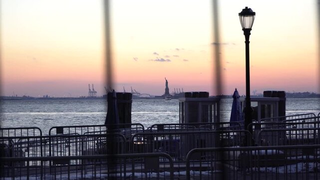 Sunset near the Statue of Liberty