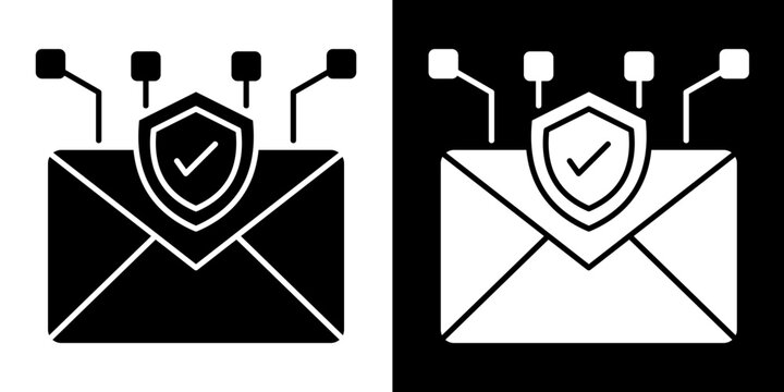 Email Security  Icon Set White Glyph Style Collection