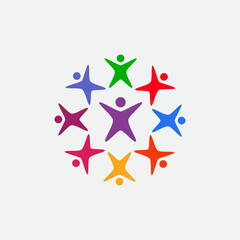 Children community colorful logo design vector