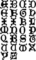 Vintage Decorative Blackletter Alphabet with Ornaments