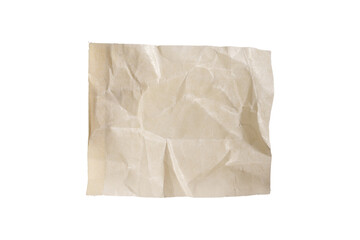 Wrinkled beige paper sheet with folds and creases, organic textured surface. Abstract square