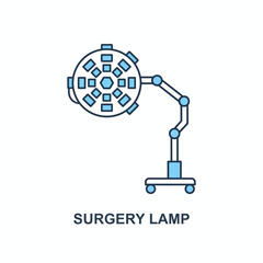 Stylized illustration of a mobile operating room light fixture with blue accents