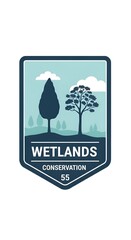Wetlands conservation logo with trees.