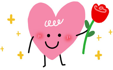 pink heart with flowers